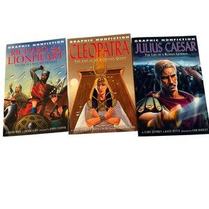 Graphic Nonfiction Book Set Richard The Lionheart Cleopatra Julius Caesar Histor